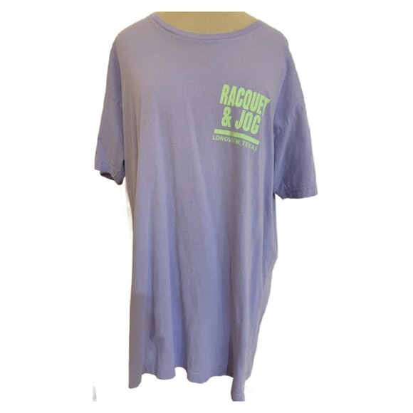 Raquet & Jog vgt Purple T-Shirt Top L Women's Double-Sided Y2K Casual Cotton - Picture 2 of 7